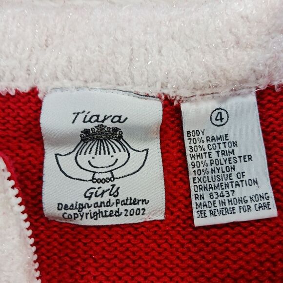 Tiara Girls Appliqué Embellished Zip-Up Christmas Santa Knit Sweater XS/CH-4 - Picture 2 of 10